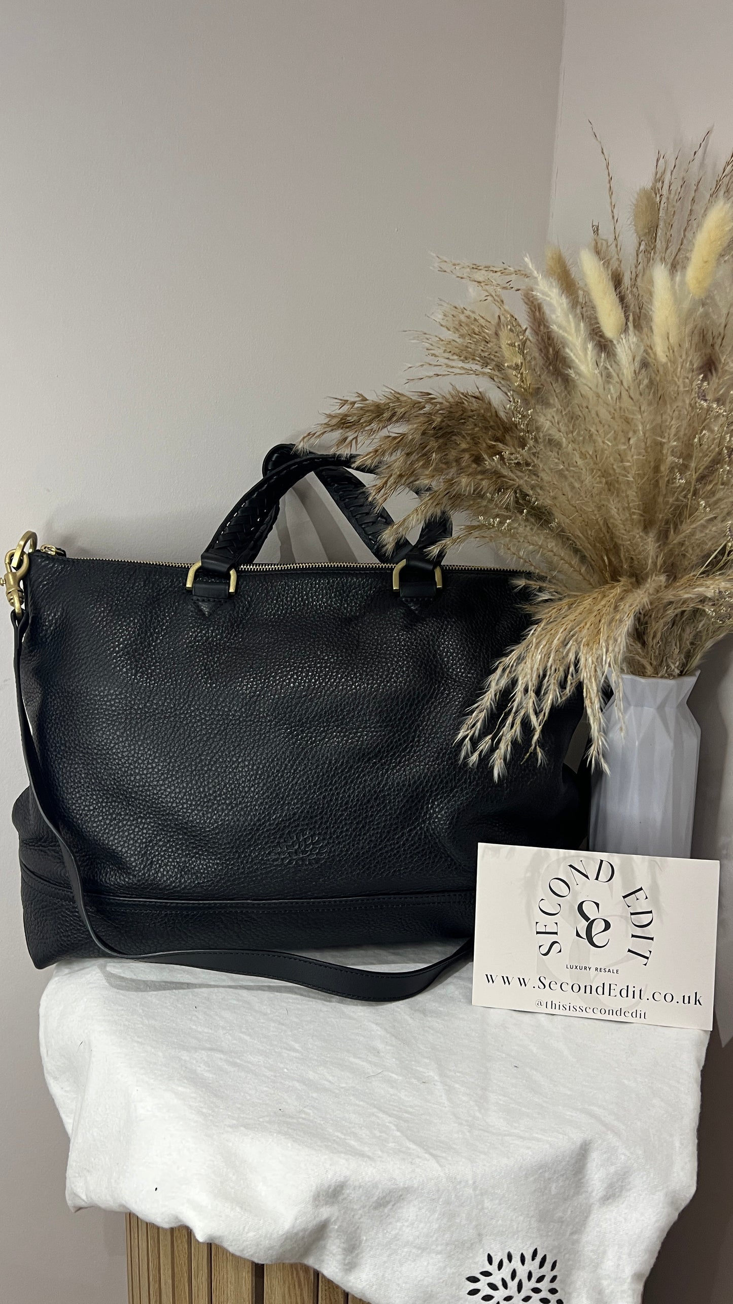 Mulberry Black Pebbled Leather Effie Tote