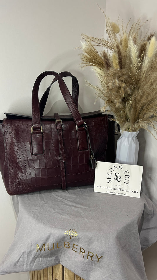 Mulberry Deep Embossed Croc Print Oxblood Roxette