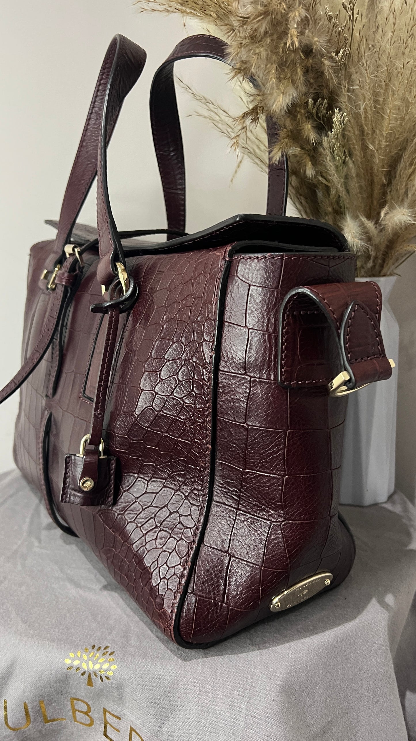 Mulberry Deep Embossed Croc Print Oxblood Roxette
