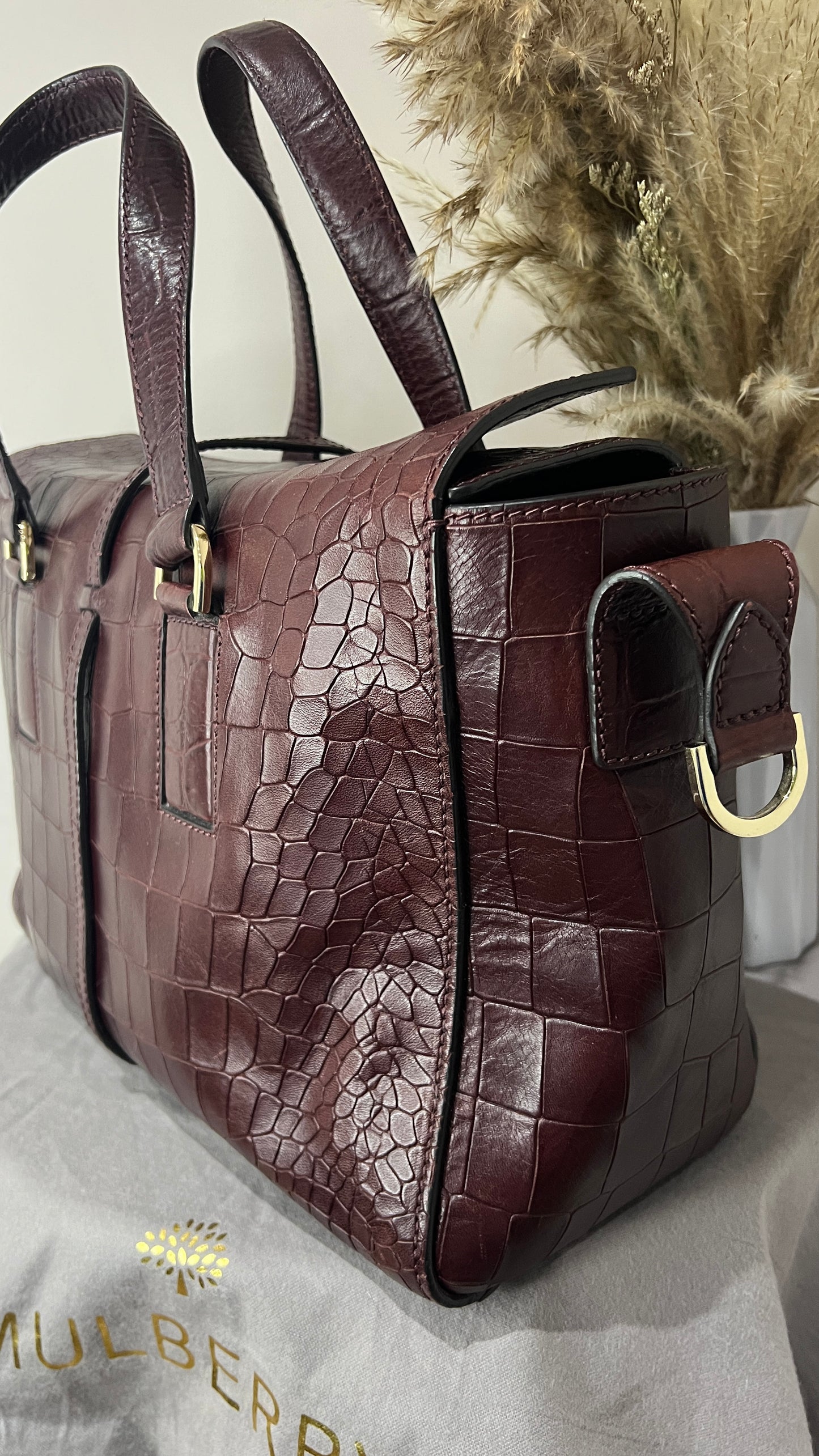 Mulberry Deep Embossed Croc Print Oxblood Roxette