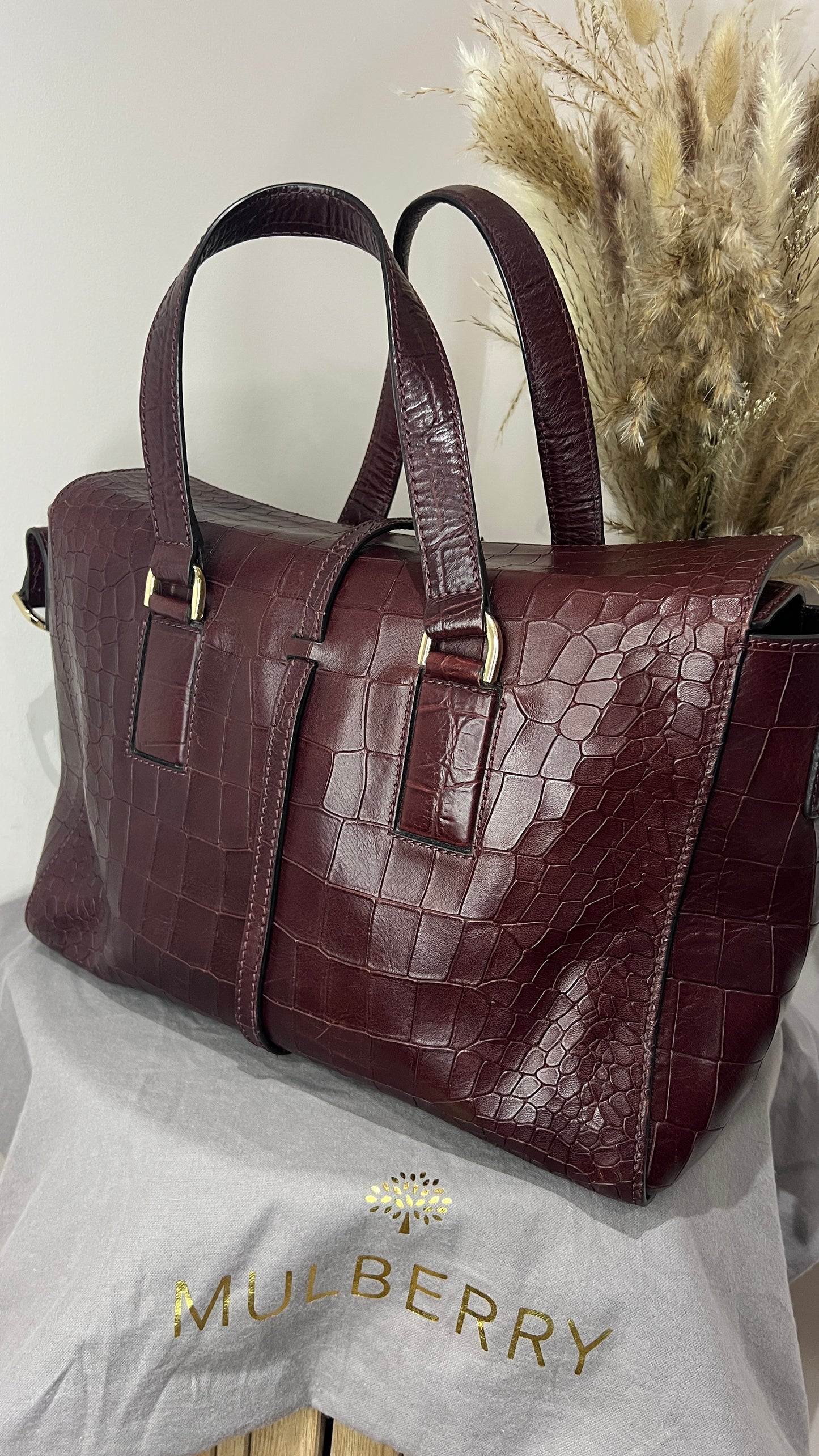 Mulberry Deep Embossed Croc Print Oxblood Roxette