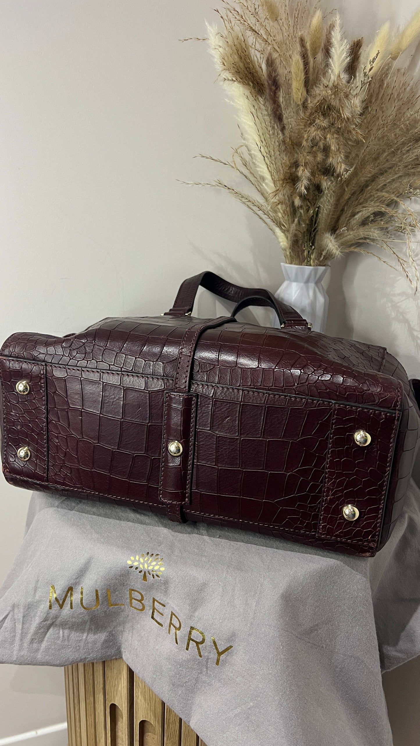 Mulberry Deep Embossed Croc Print Oxblood Roxette