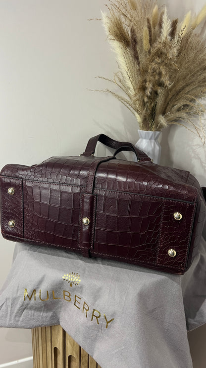 Mulberry Deep Embossed Croc Print Oxblood Roxette