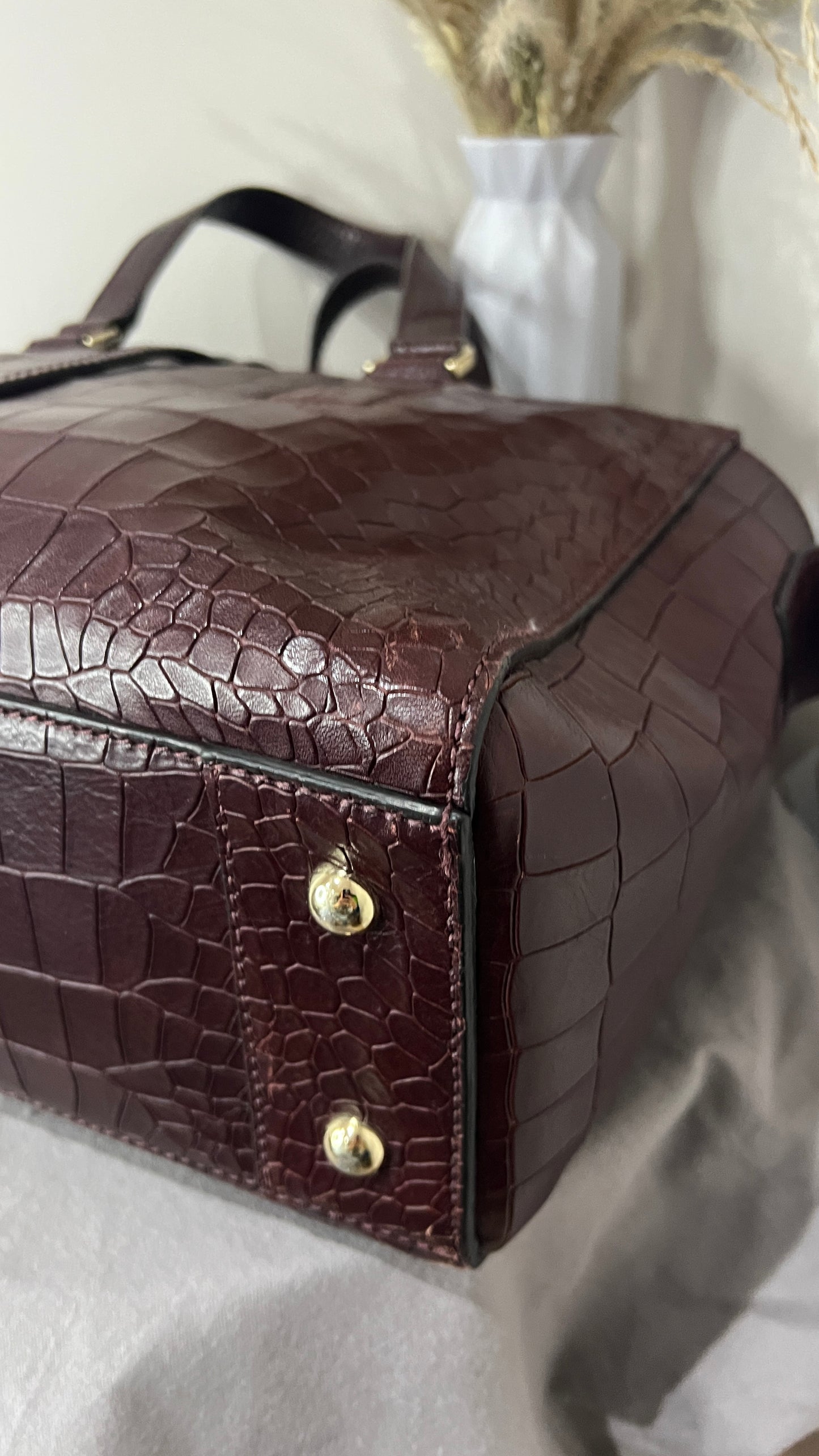 Mulberry Deep Embossed Croc Print Oxblood Roxette