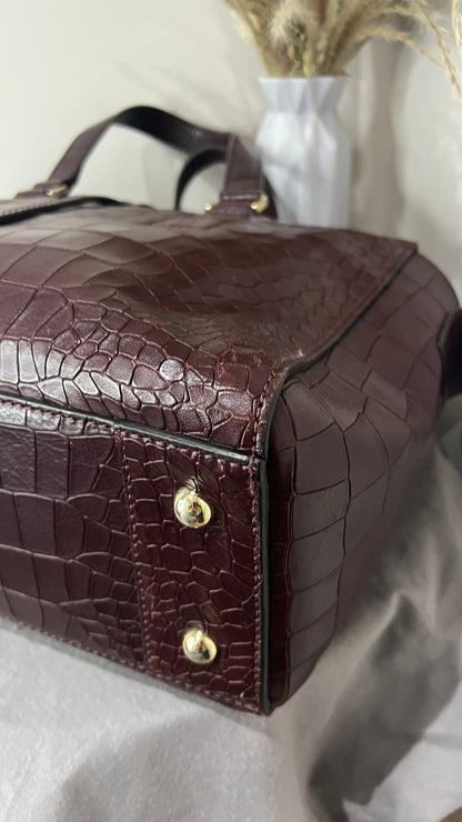 Mulberry Deep Embossed Croc Print Oxblood Roxette