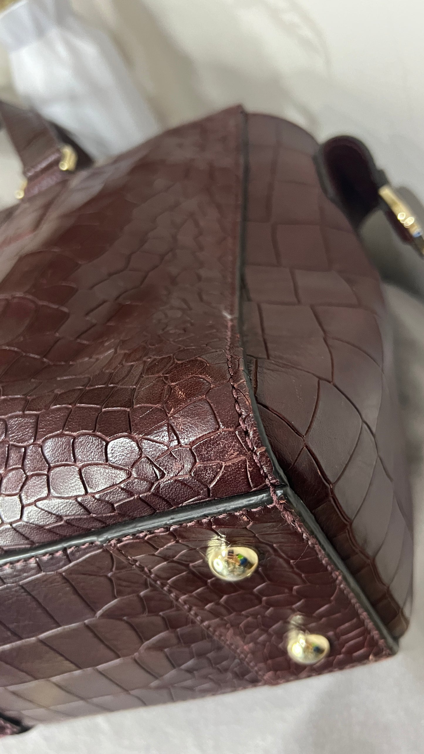 Mulberry Deep Embossed Croc Print Oxblood Roxette