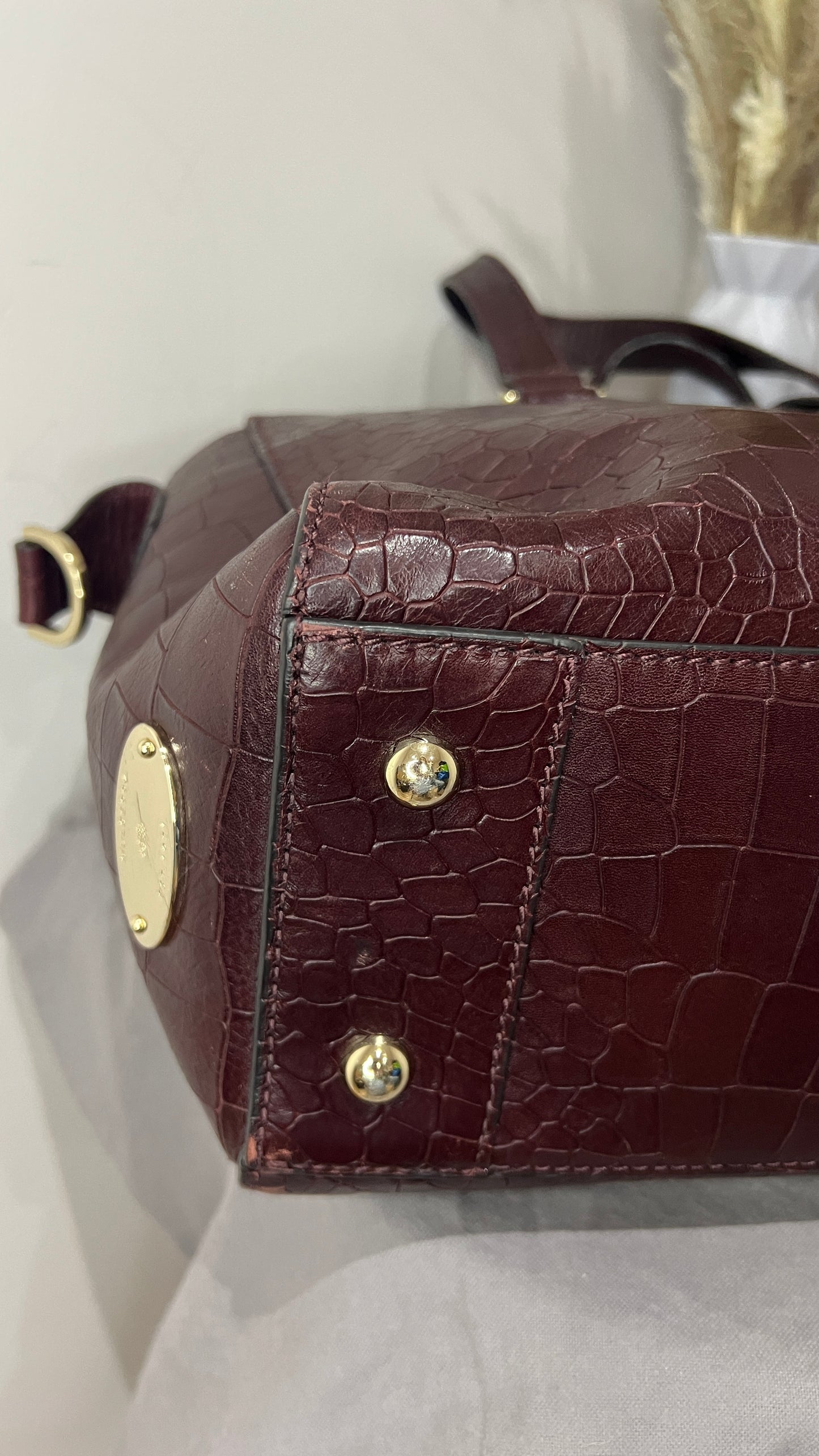 Mulberry Deep Embossed Croc Print Oxblood Roxette