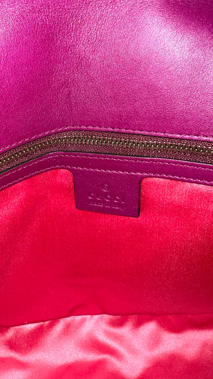 Gucci Marmont Medium Velvet Purple GG Crossbody Bag