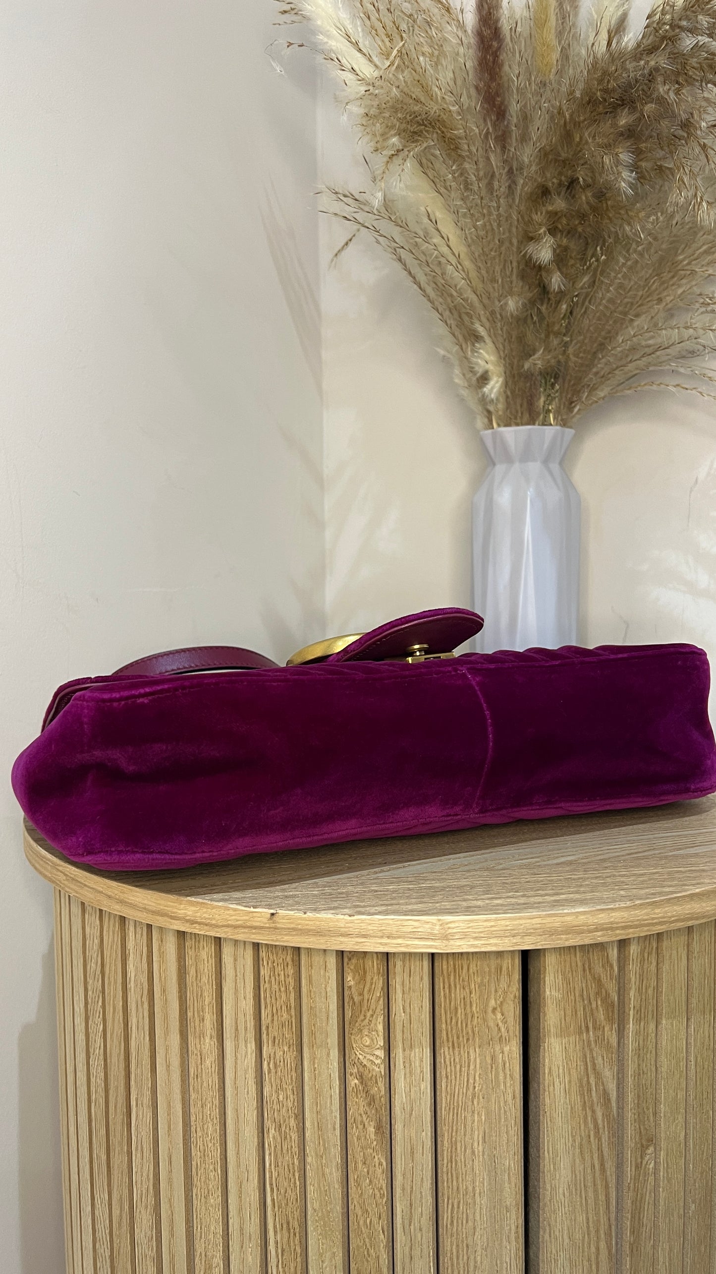Gucci Marmont Medium Velvet Purple GG Crossbody Bag
