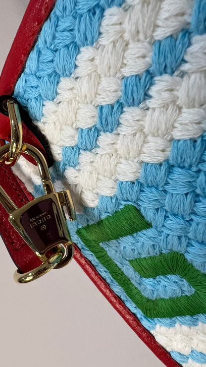 Gucci Miami Striped Woven Tote Bag