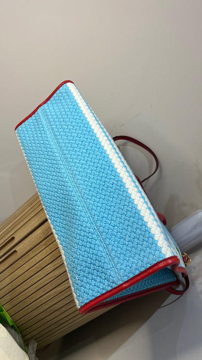 Gucci Miami Striped Woven Tote Bag