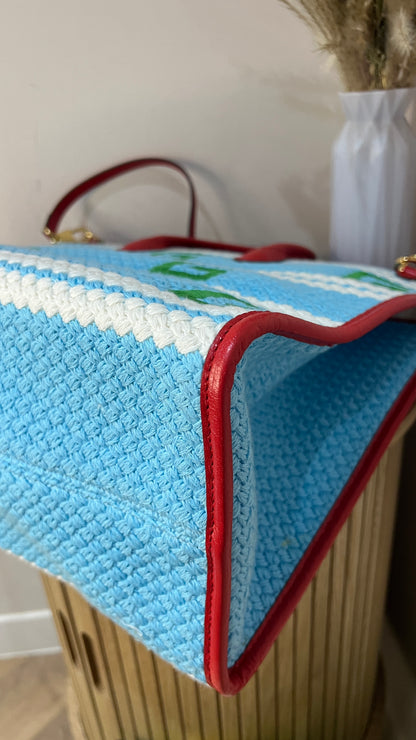 Gucci Miami Striped Woven Tote Bag