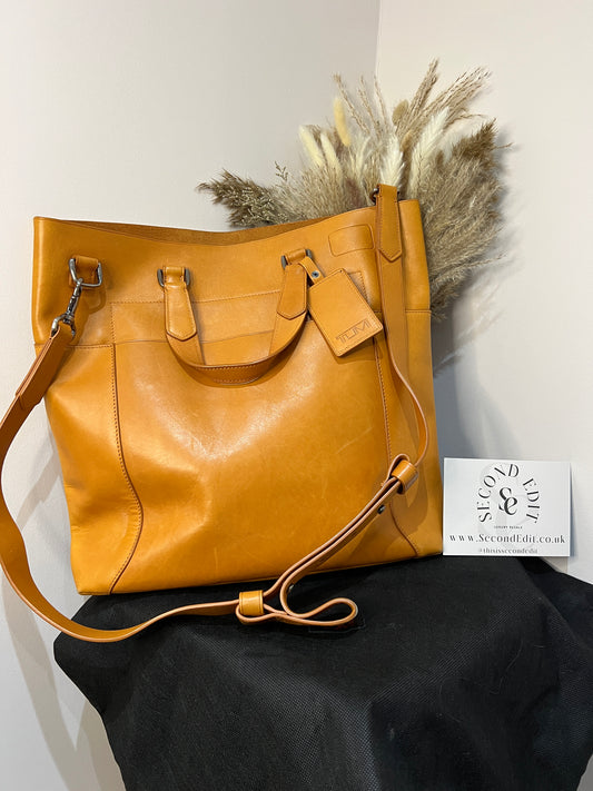 Tumi Orange Leather Travel Tote Bag - Second Edit