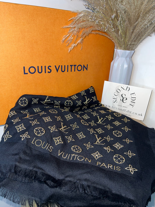 Louis Vuitton Black Embellished Monogram Shawl