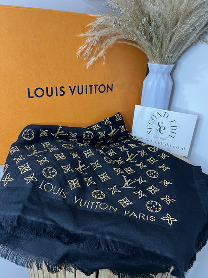 Louis Vuitton Black Embellished Monogram Shawl