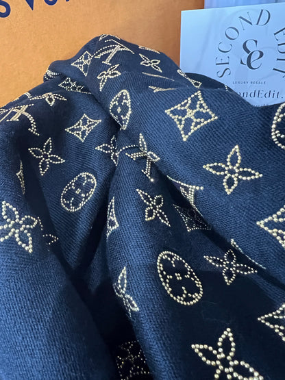 Louis Vuitton Black Embellished Monogram Shawl