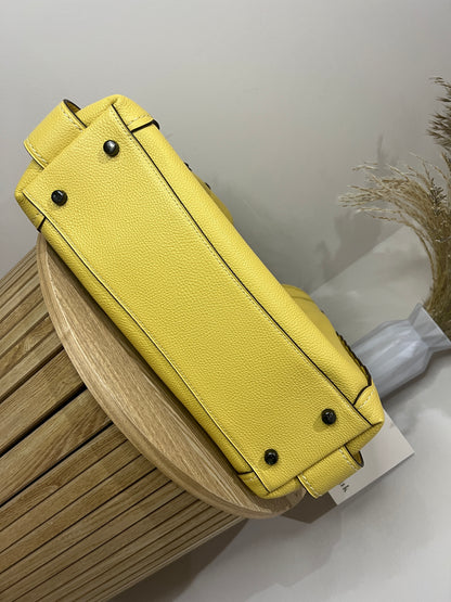 Coach Edie Yellow Pebbled Leather Bag