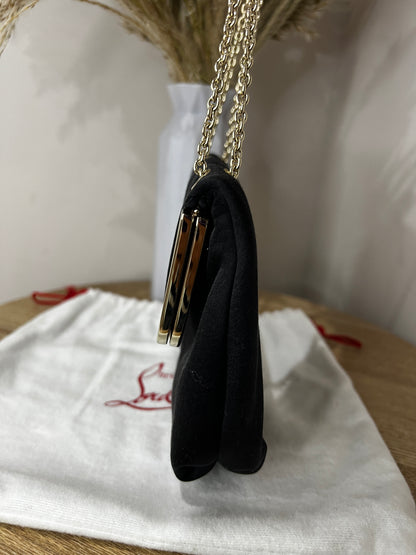 Christian Louboutin Mia Black Satin Clasp Evening Bag