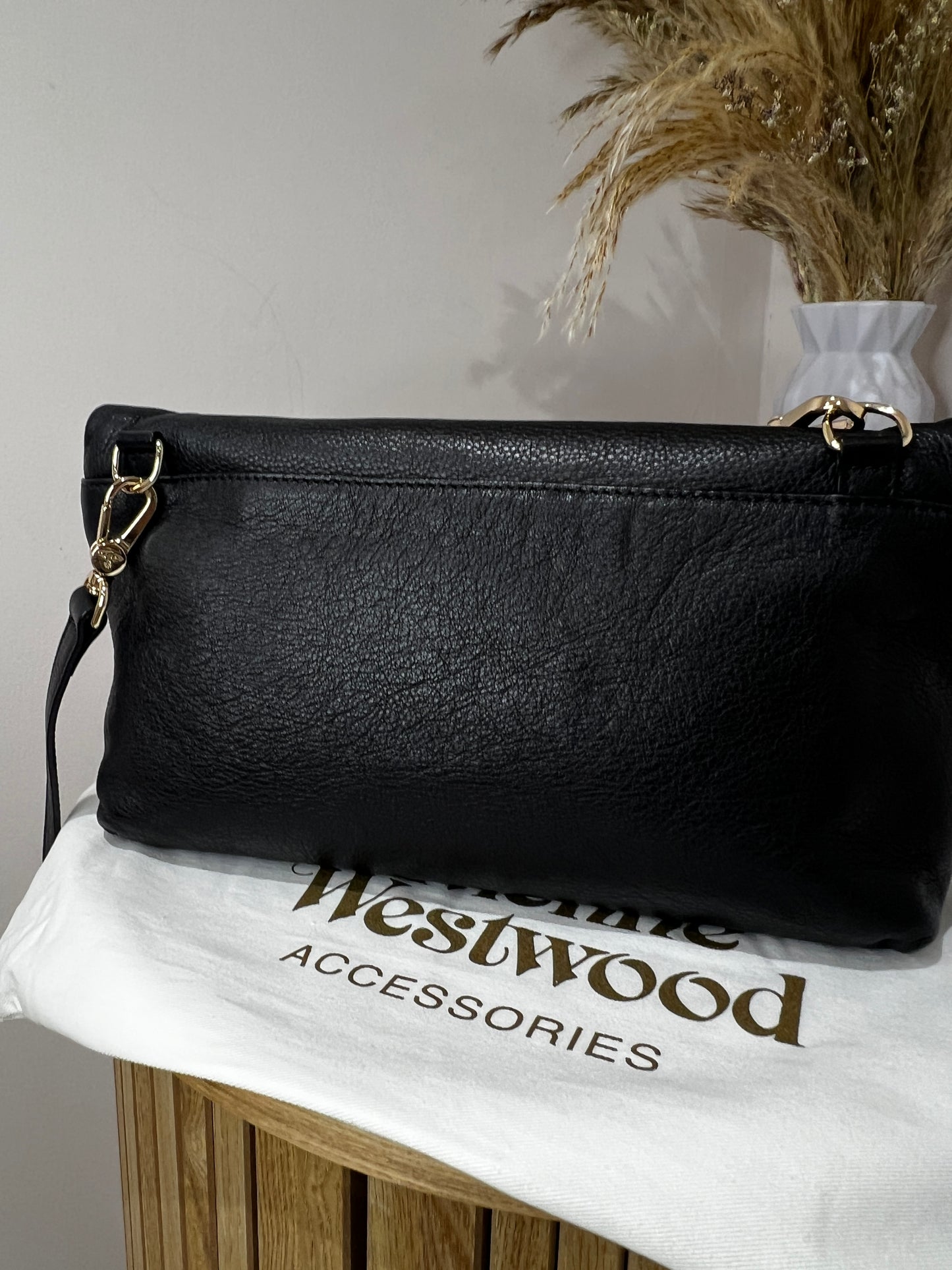 Vivienne Westwood Balmoral Grain Leather Black Cross Body Bag