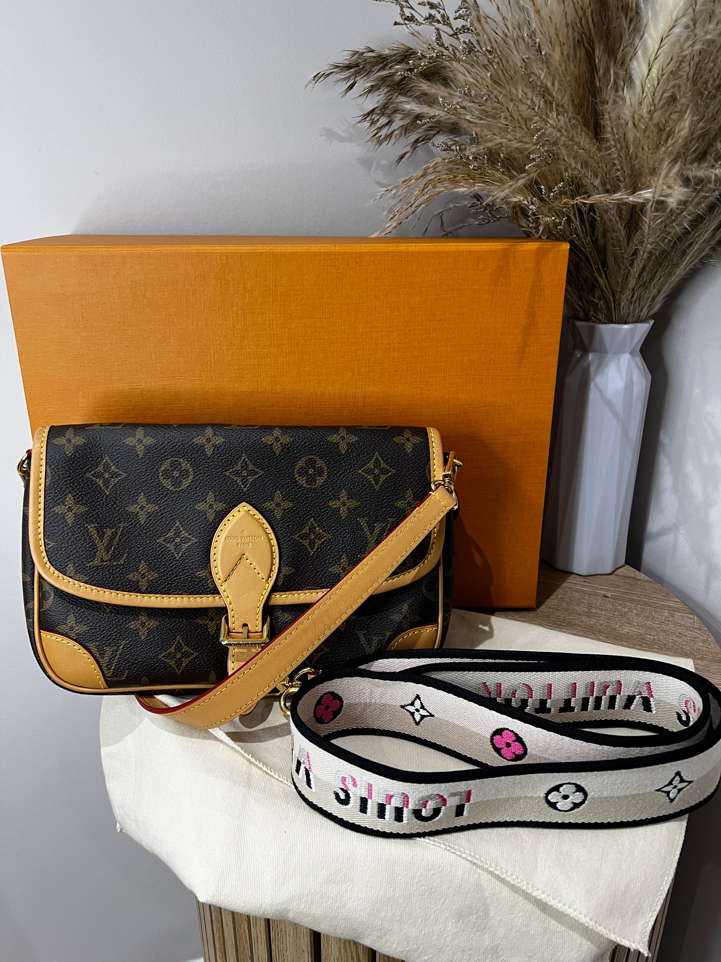 Louis Vuitton Diane Satchel with additional canvas strap