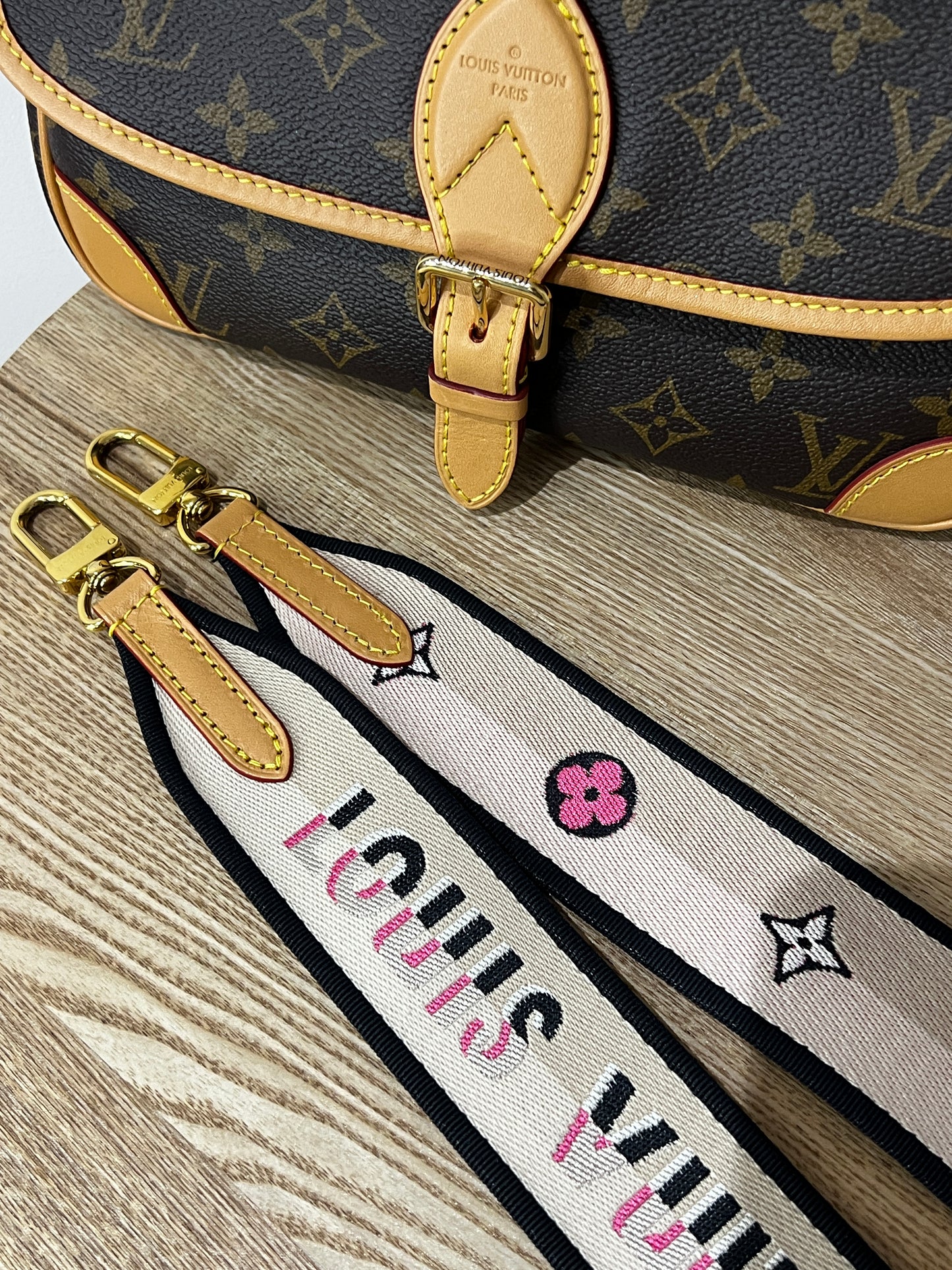 Louis Vuitton Diane Satchel with additional canvas strap