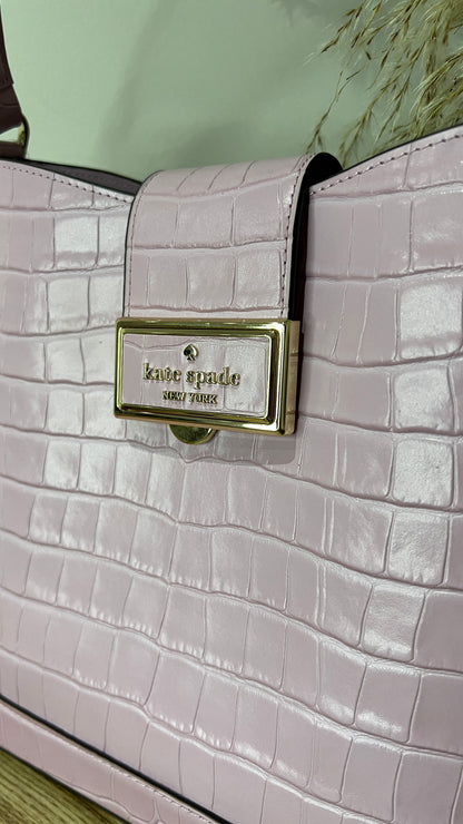 Kate Spade Reegan Croc Embossed Pink Leather Bucket Bag