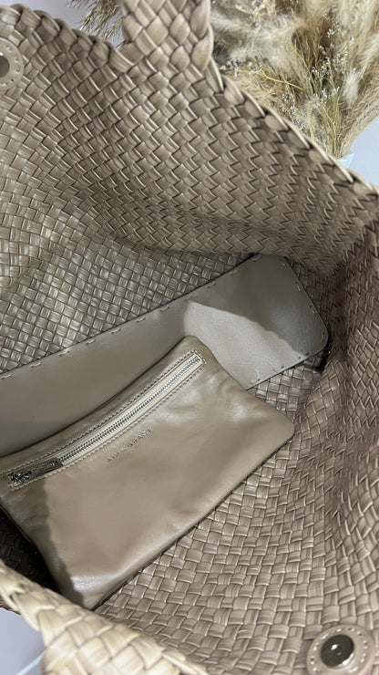Air & Grace Taupe Woven Tote Lusso Bag and Pouch