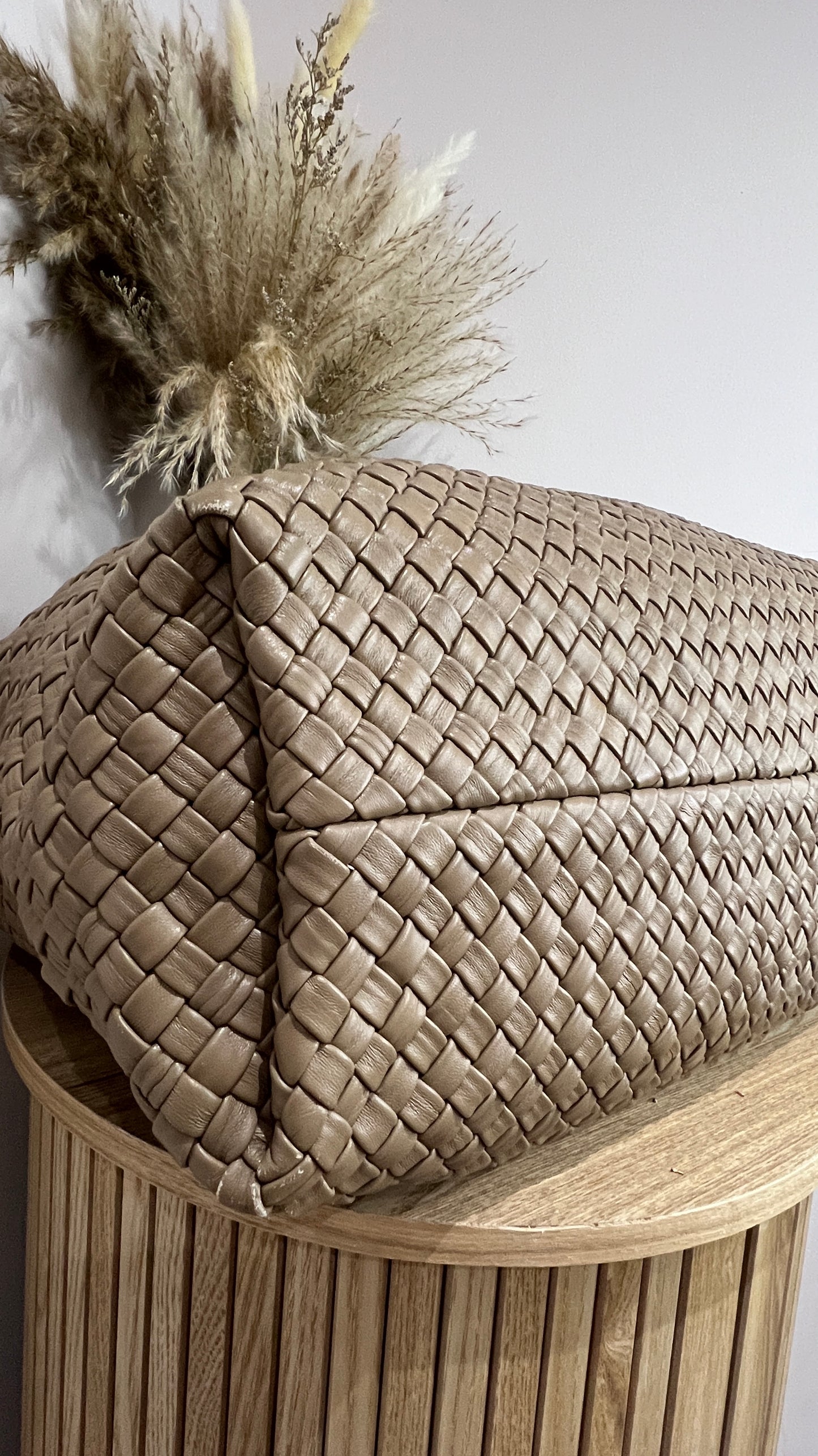 Air & Grace Taupe Woven Tote Lusso Bag and Pouch
