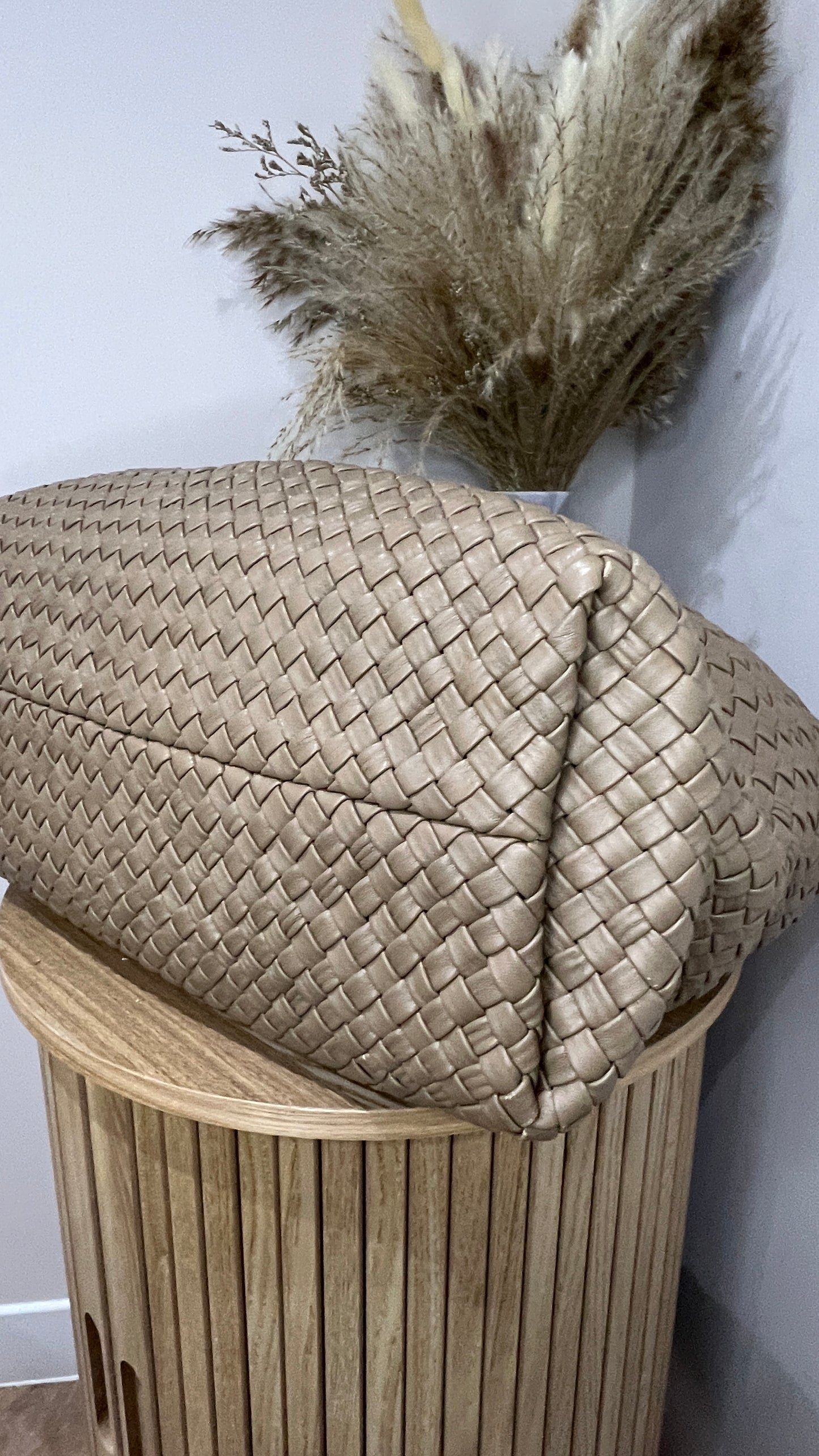 Air & Grace Taupe Woven Tote Lusso Bag and Pouch