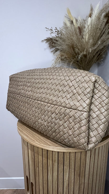 Air & Grace Taupe Woven Tote Lusso Bag and Pouch