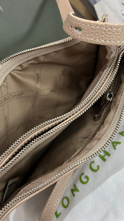 Longchamp Beige Double Zip Crossbody Bag