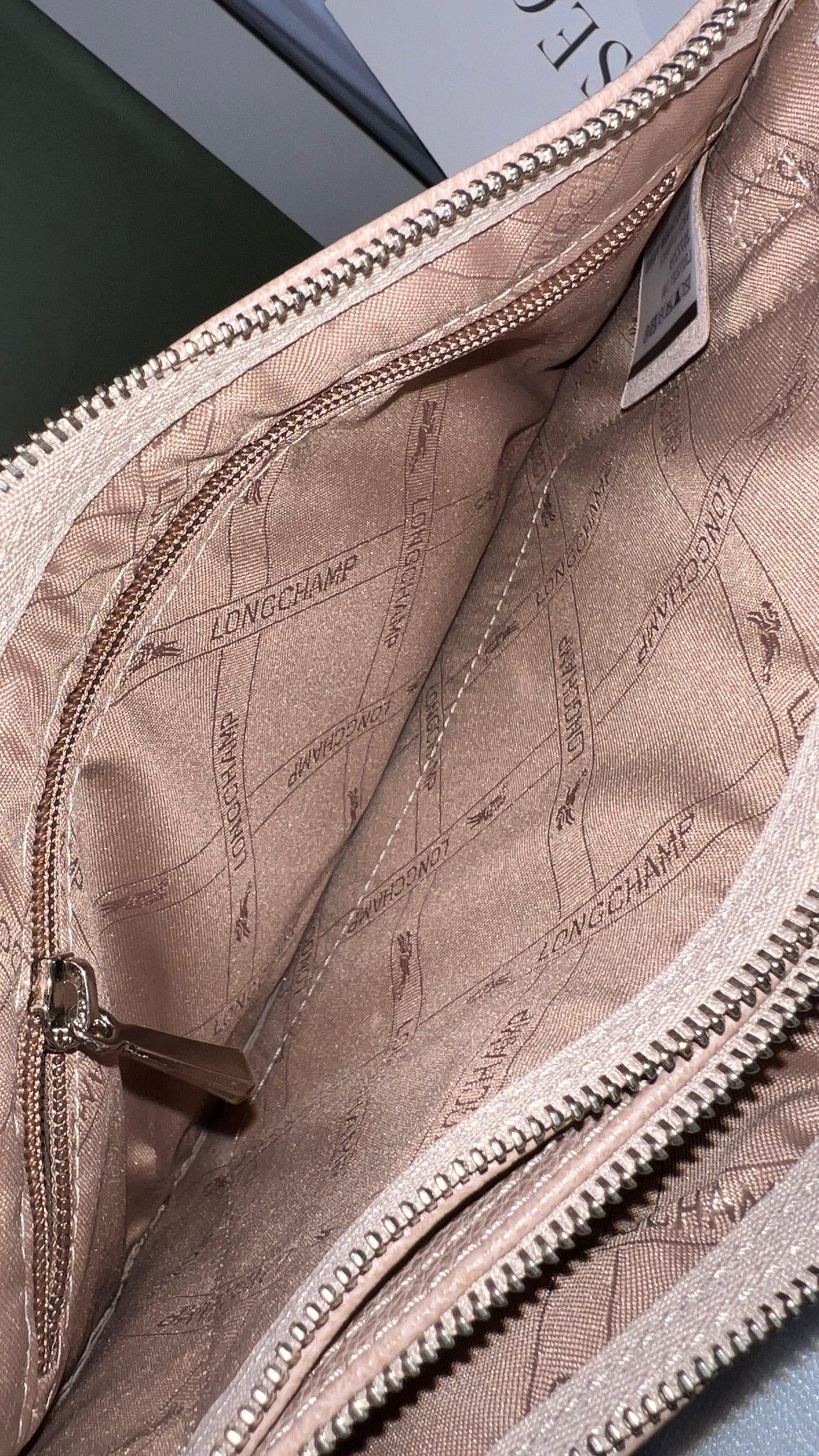 Longchamp Beige Double Zip Crossbody Bag