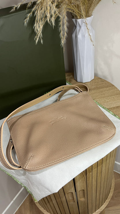 Longchamp Beige Double Zip Crossbody Bag
