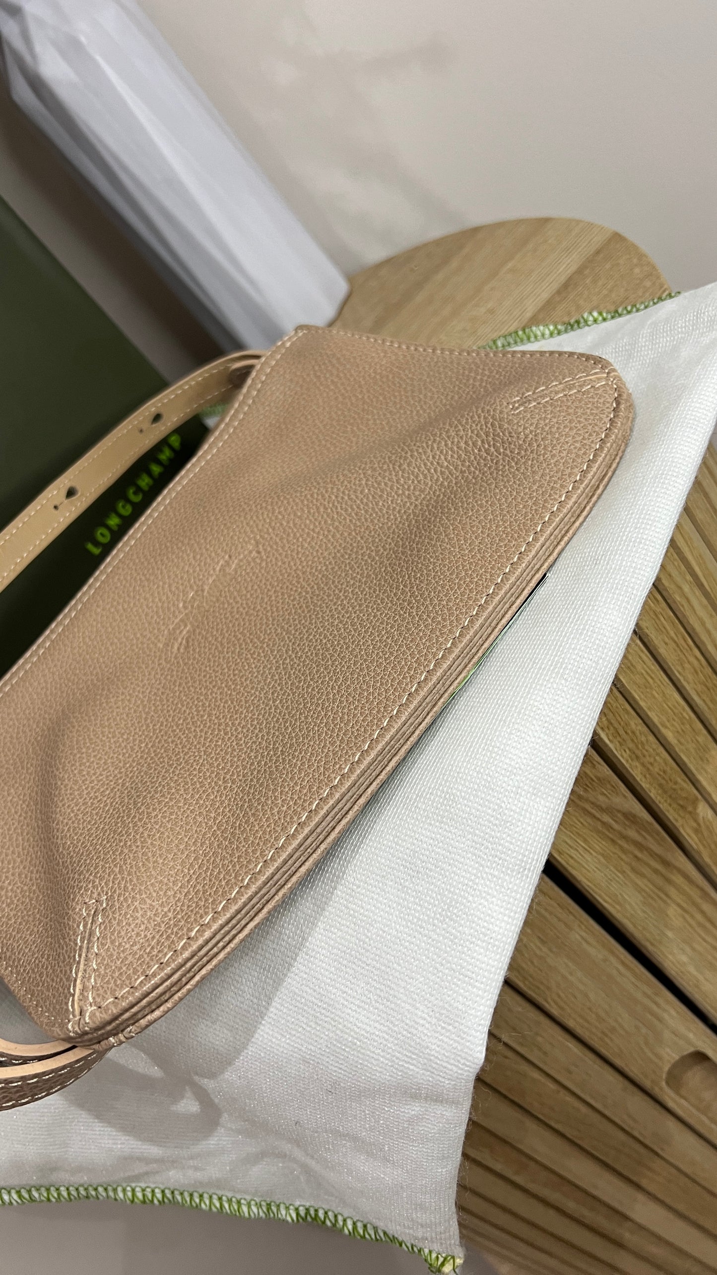 Longchamp Beige Double Zip Crossbody Bag