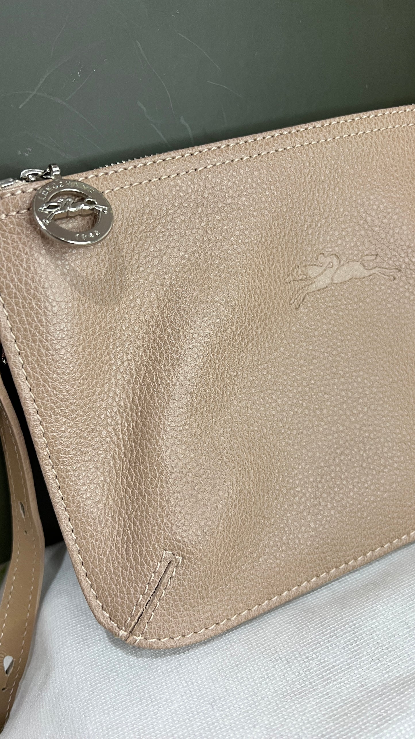 Longchamp Beige Double Zip Crossbody Bag