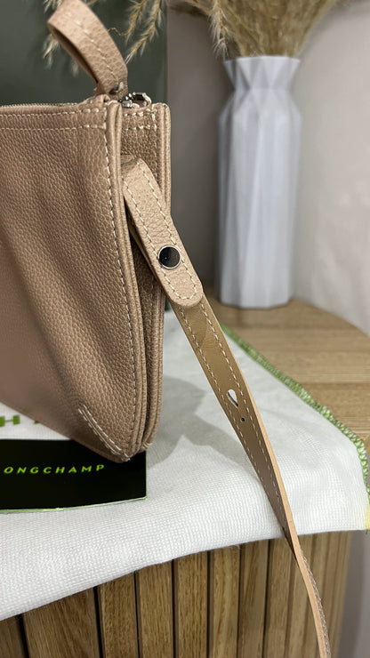 Longchamp Beige Double Zip Crossbody Bag
