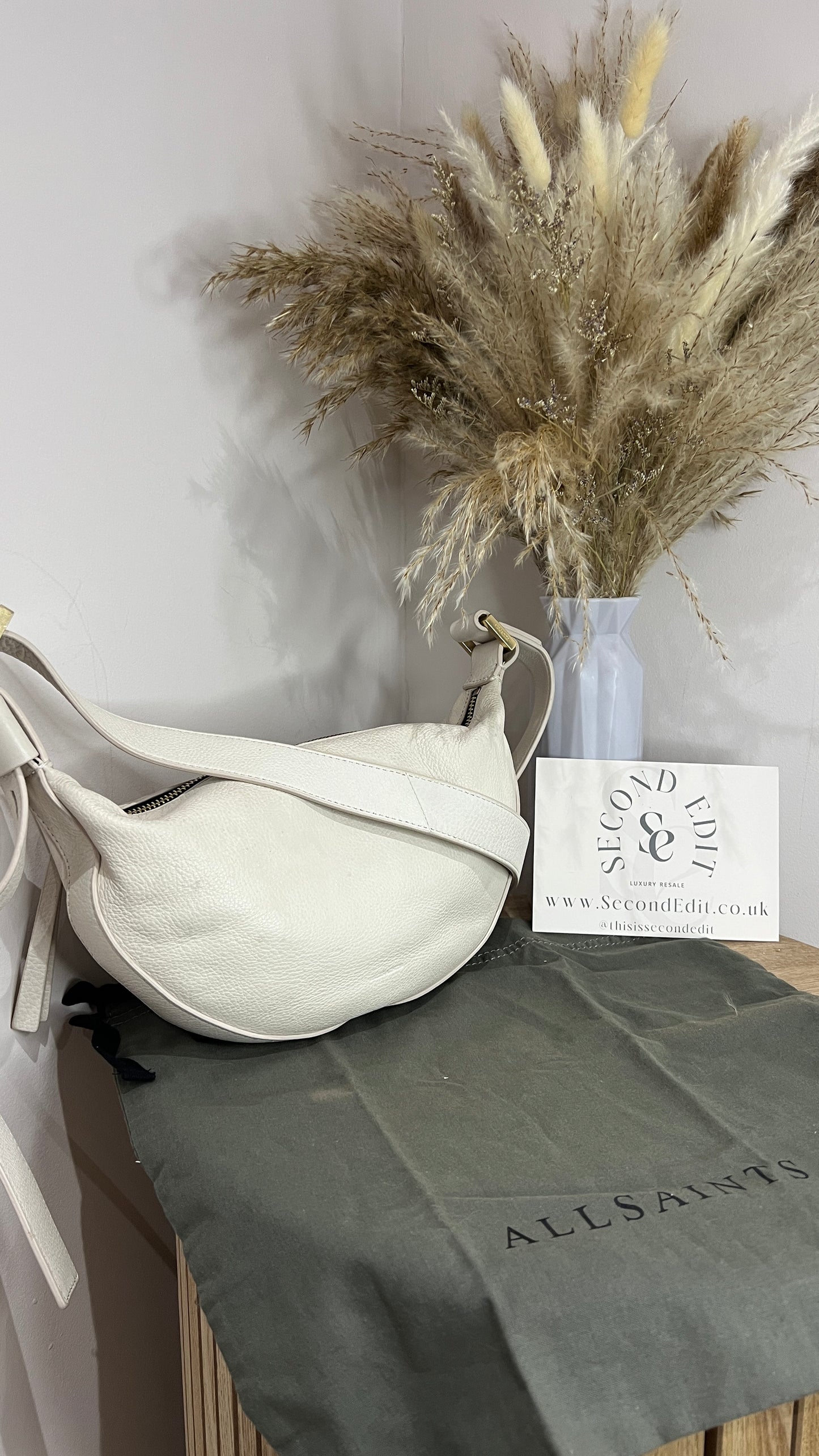 Allsaints White Half Moon Cross Body Bag