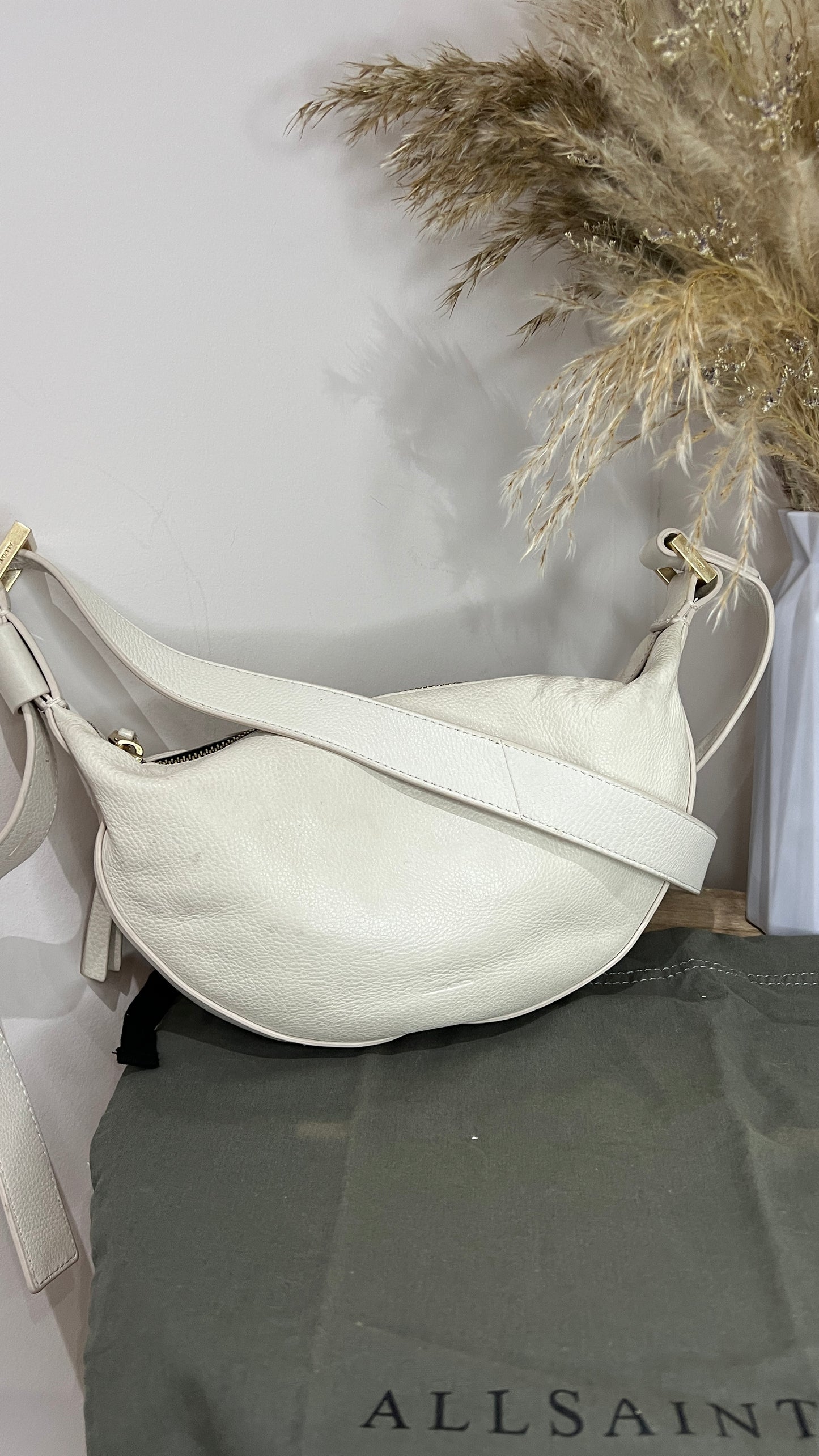 Allsaints White Half Moon Cross Body Bag