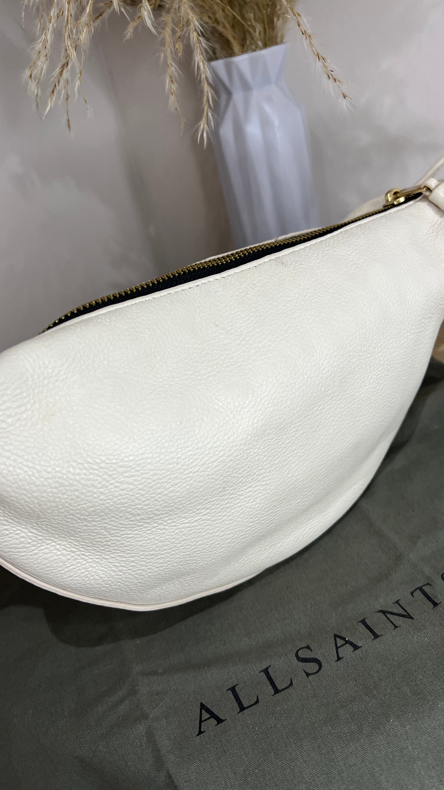 Allsaints White Half Moon Cross Body Bag