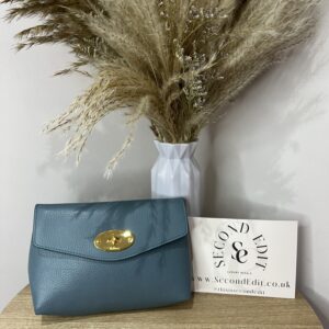 Mulberry Blue Leather Cosmetic Pouch