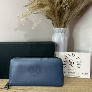 Mulberry Blossom Blue Zip Around Calf Napa Purse